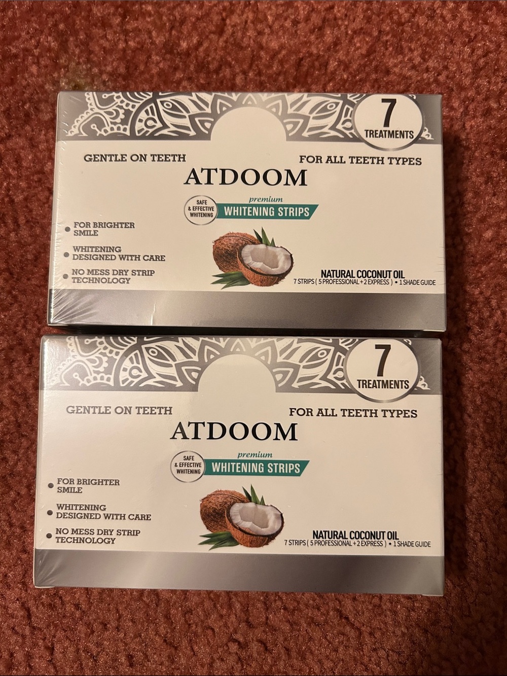 Premium Whitening Strips with Natural Coconut Oil - 2 pack